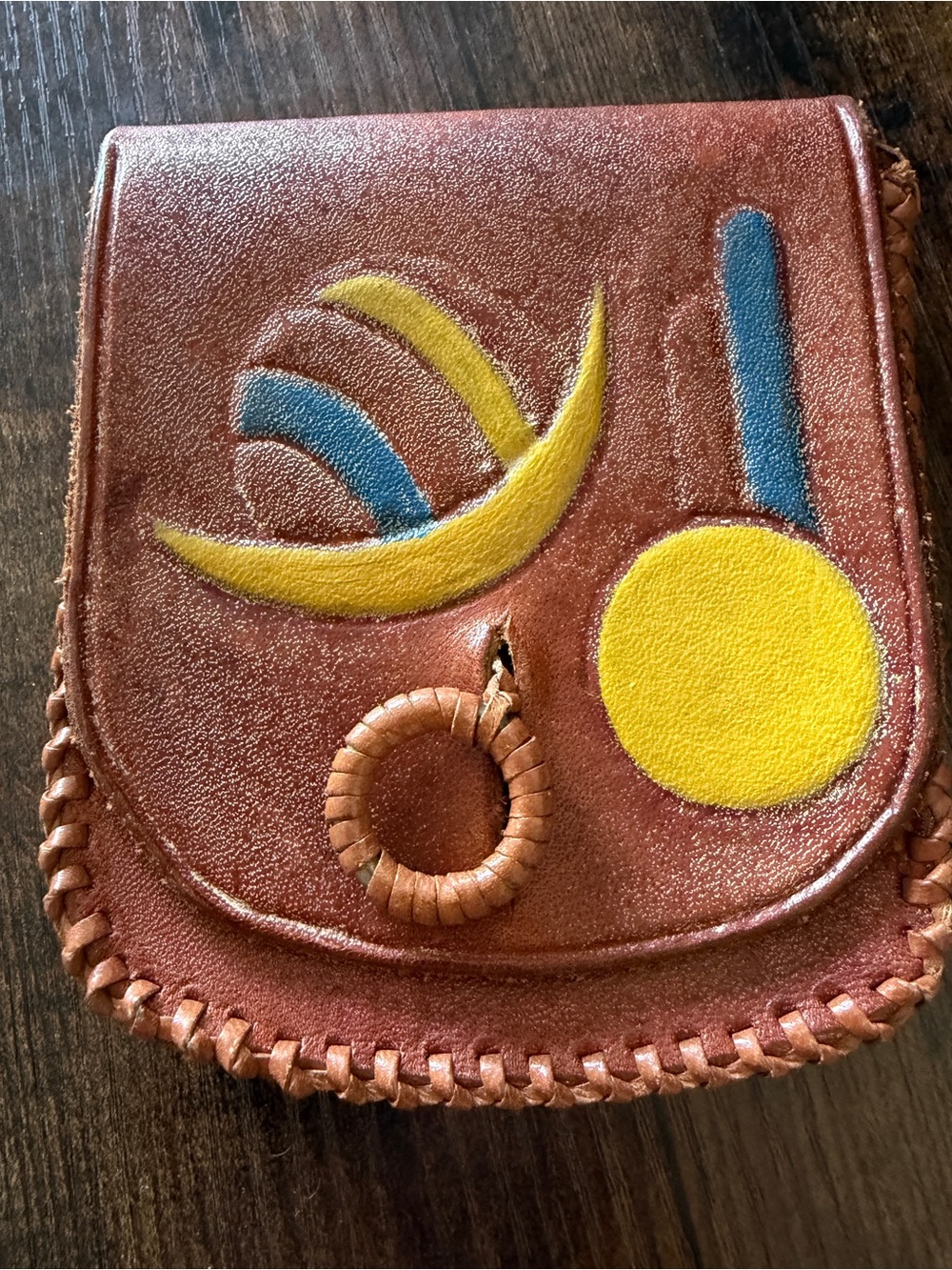 Leather case with Yellow & Blue accents